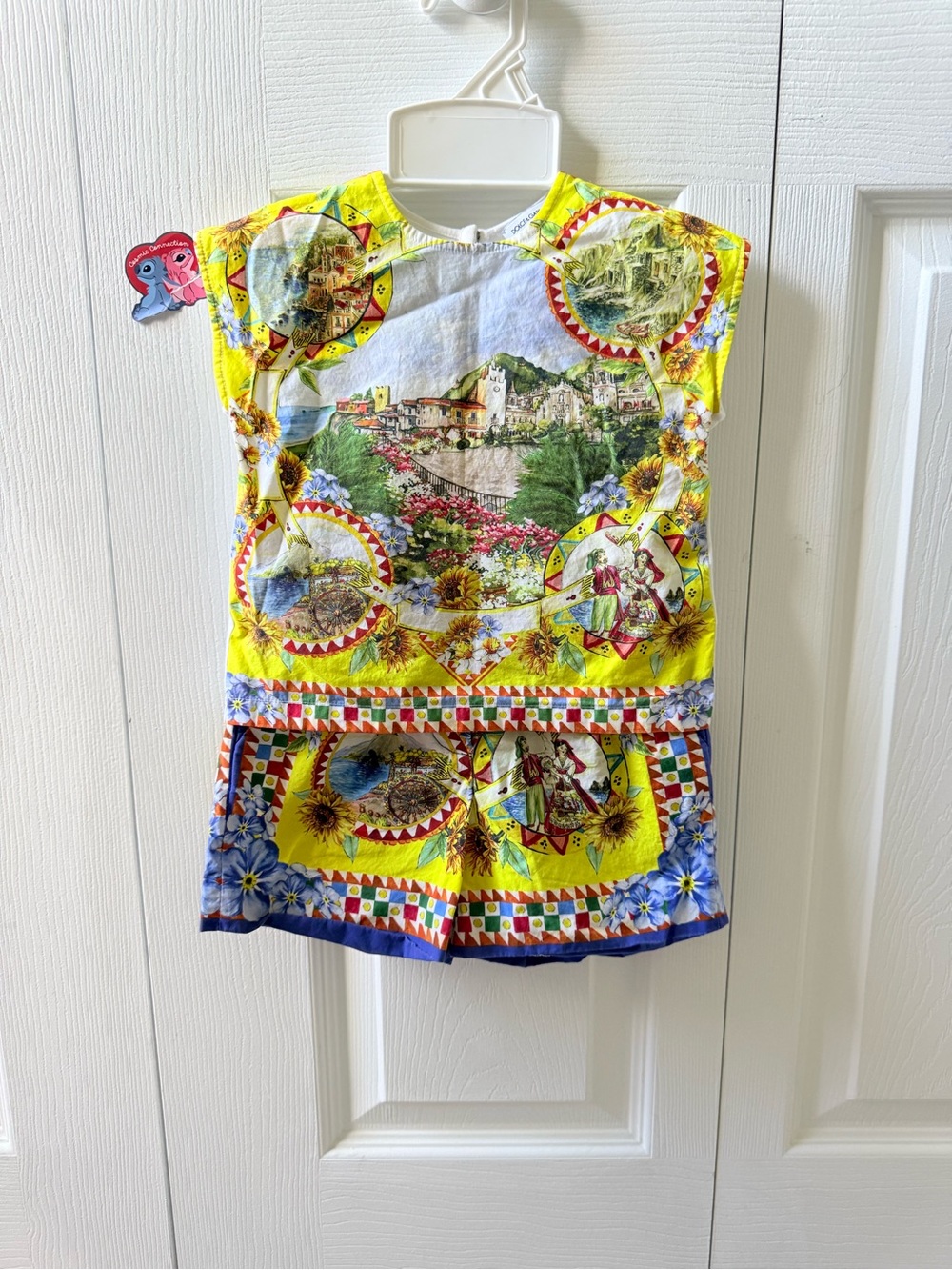 Dolce & Gabbana Bright Yellow Scenic Print Kids Matching Set